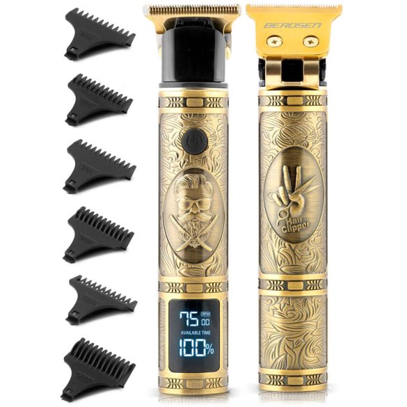 Akkumulátoros hajvágó, Berdsen BD-261, arany, ember minta, 5 W, acél penge, 6000/7500/8500 RMP, 1,5–9 mm, LCD kijelzős, Li-Ion 3,7 V 1800 mAh, USB-C töltés