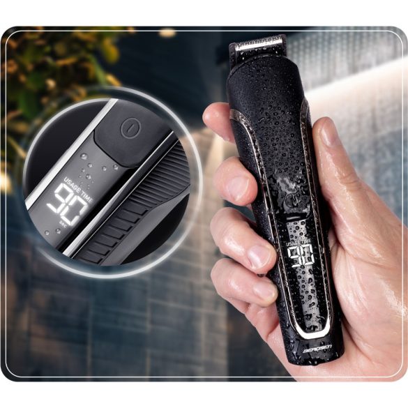 Akkumulátoros univerzális vágó, Berdsen BD-262, fekete, 5 W, 6 az 1-ben, acél penge, 1–12 mm, LCD kijelzős, Li-Ion 3,7 V 600 mAh, USB-C töltés, multigroomer