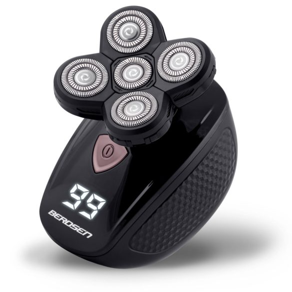 Akkumulátoros univerzális vágó, Berdsen BD-265, fekete, 5 W, 5 cserélhető fej, 3-5-7 mm, kétrétegű ollók, IPX7 vízálló, LCD kijelzős, Li-Ion 3,7 V 600 mAh, USB-C töltés