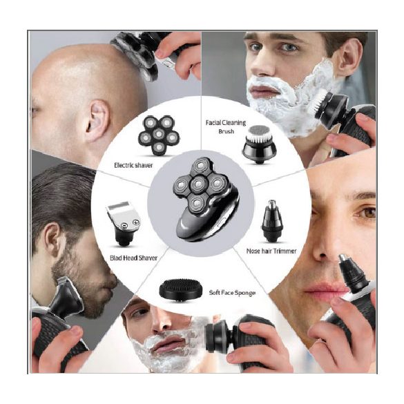 Akkumulátoros univerzális vágó, Berdsen BD-265, fekete, 5 W, 5 cserélhető fej, 3-5-7 mm, kétrétegű ollók, IPX7 vízálló, LCD kijelzős, Li-Ion 3,7 V 600 mAh, USB-C töltés