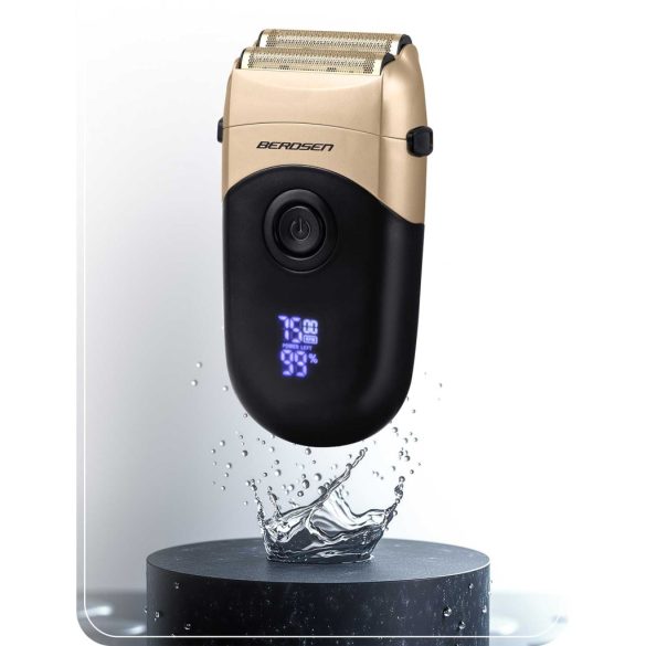 Akkumulátoros borotva, Berdsen BD-266, fekete, 5 W, kétrétegű ollók,  Li-ion 3,7 V 900 mAh, USB-C töltés