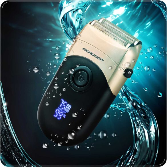 Akkumulátoros borotva, Berdsen BD-266, fekete, 5 W, kétrétegű ollók,  Li-ion 3,7 V 900 mAh, USB-C töltés