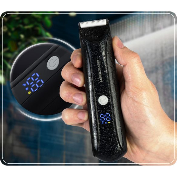 Akkumulátoros testszőrnyíró, Berdsen BD-267, fekete, 5 W, acél penge, 3-12 mm, LCD kijelzős, Li-ion 3,7 V 600 mAh, USB-C töltés