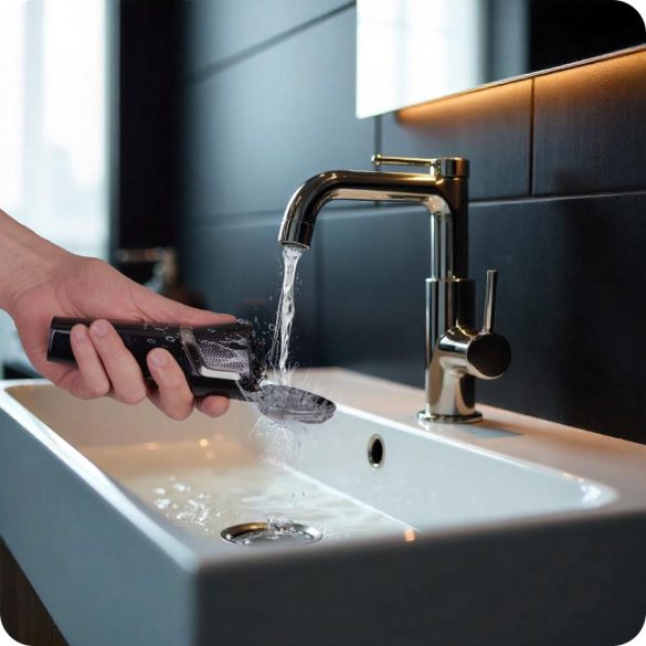 Akkumulátoros borotva, Berdsen BD-268, fekete, 5W, forgófejes, LCD kijelző, Li-Ion 3,7 V, 2000 mAh, USB‑C töltés