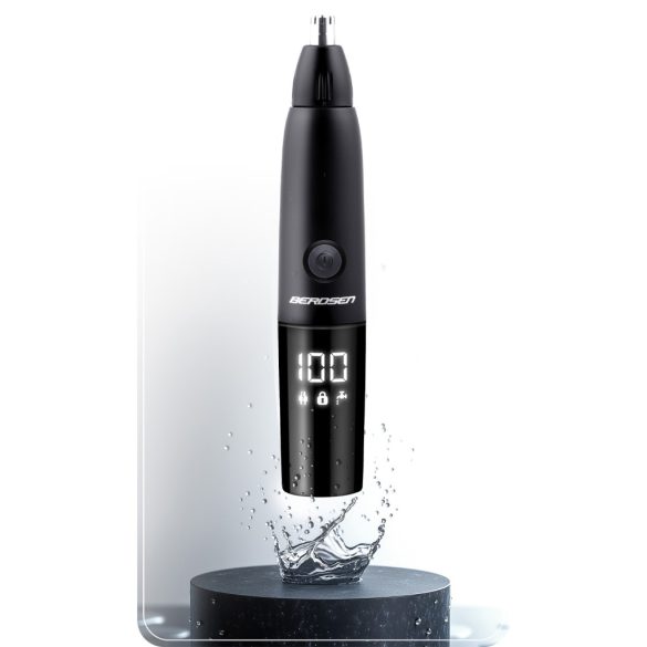 Akkumulátoros orr- és fülszőrnyíró, Berdsen BD-269, fekete, 5W, 3 az 1-ben, LCD-kijelzős, acél penge, Li-Ion 3,7 V 600 mAh, USB-C töltés
