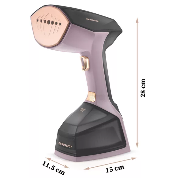 Elektromos ruhagőzölő, Berdsen BD-300, fekete, 2000 W, 360 ml tartály, gőzkibocsátás: 45 g/perc, 10 mp-es felfűtés, 3 fokozat, LCD kijelző, kefés fej