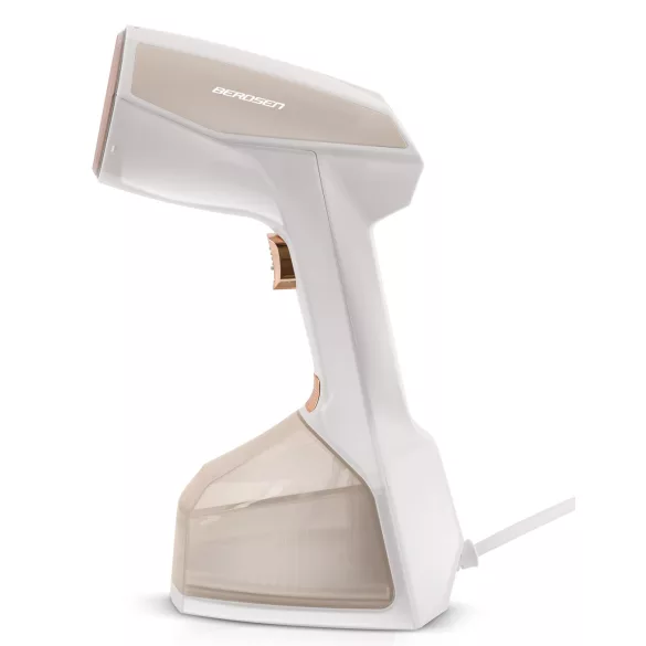 Elektromos ruhagőzölő, Berdsen BD-300, fehér, 2000 W, 360 ml tartály, gőzkibocsátás: 45 g/perc, 10 mp-es felfűtés, 3 fokozat, LCD kijelző, kefés fej
