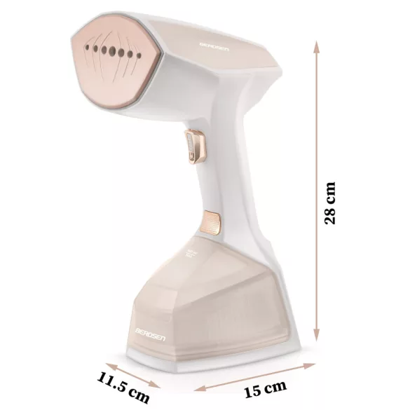 Elektromos ruhagőzölő, Berdsen BD-300, fehér, 2000 W, 360 ml tartály, gőzkibocsátás: 45 g/perc, 10 mp-es felfűtés, 3 fokozat, LCD kijelző, kefés fej