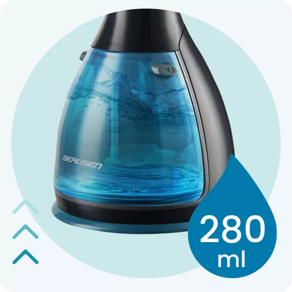 Elektromos ruhagőzölő, Berdsen BD-310, fekete, 1500 W, 280 ml tartály, gőzkibocsátás: 32 g/perc, kefés fej, 1,8 m kábel