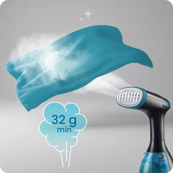 Elektromos ruhagőzölő, Berdsen BD-310, fekete, 1500 W, 280 ml tartály, gőzkibocsátás: 32 g/perc, kefés fej, 1,8 m kábel