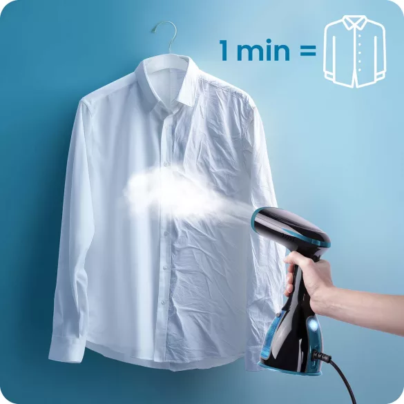 Elektromos ruhagőzölő, Berdsen BD-310, fekete, 1500 W, 280 ml tartály, gőzkibocsátás: 32 g/perc, kefés fej, 1,8 m kábel