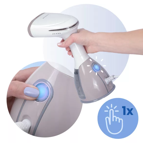 Elektromos ruhagőzölő, Berdsen BD-310, fehér, 1500 W, 280 ml tartály, gőzkibocsátás: 32 g/perc, kefés fej, 1,8 m kábel