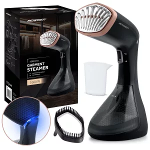 Elektromos ruhagőzölő, Berdsen BD-311, fekete, 1600 W, 230 ml tartály, gőzkibocsátás: 26 g/perc, kefés fej, 2,0 m kábel