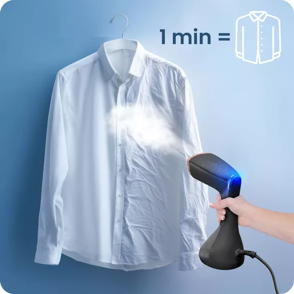 Elektromos ruhagőzölő, Berdsen BD-311, fekete, 1600 W, 230 ml tartály, gőzkibocsátás: 26 g/perc, kefés fej, 2,0 m kábel