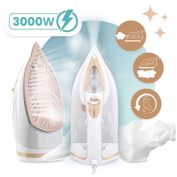 Függőleges gőzvasaló, Berdsen BD-330, fehér, 3000 W, kerámia bevonat, 350 ml víztartály, kábelhossz: 2,1 m, függőleges gőzölés funkció