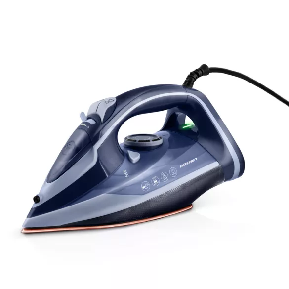 Függőleges gőzvasaló, Berdsen BD-330, kék, 3000 W, kerámia bevonat, 350 ml víztartály, kábelhossz: 2,1 m, függőleges gőzölés funkció