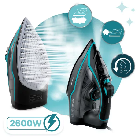 Függőleges gőzvasaló, Berdsen BD-331, fekete/kék, 2600 W, kerámia bevonat, 230 ml víztartály, kábelhossz: 2,1 m, függőleges gőzölés funkció
