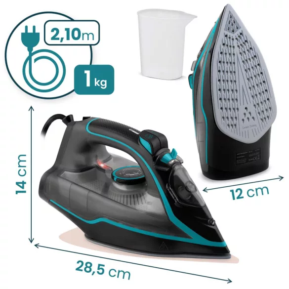 Függőleges gőzvasaló, Berdsen BD-331, fekete/kék, 2600 W, kerámia bevonat, 230 ml víztartály, kábelhossz: 2,1 m, függőleges gőzölés funkció