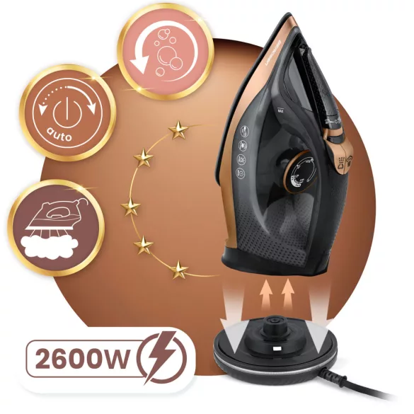 Függőleges gőzvasaló, Berdsen BD-333, fekete, 2600 W, kerámia bevonat, 320 ml víztartály, vezeték nélküli, töltőállvánnyal, függőleges gőzölés funkció