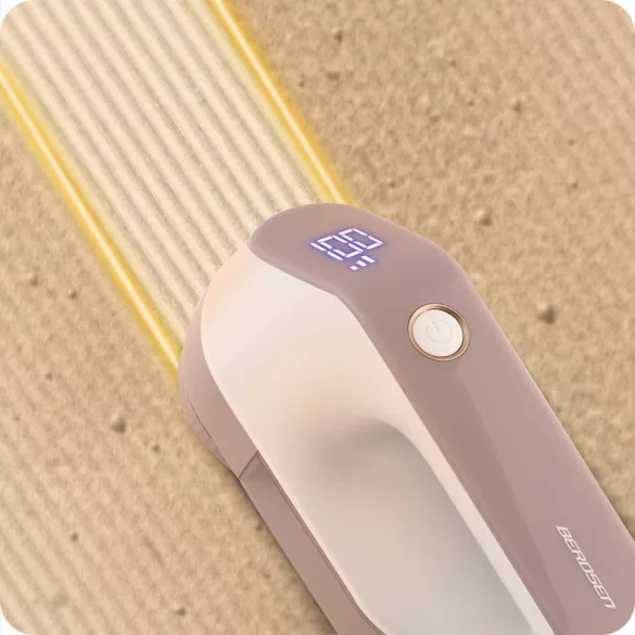 Akkumulátoros textilborotva, Berdsen BD-391, arany/bézs, LCD kijelző, 3 üzemmód, 2000 mAh akkumulátor, USB-C töltés, 2 rozsdamentes acél penge