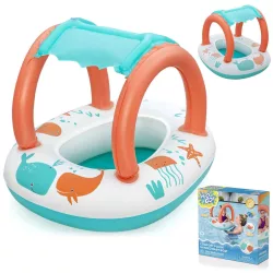   Gumimatrac, BESTWAY Comfort Plush, fehér, napellenzővel, 84 x 67 cm (34203)