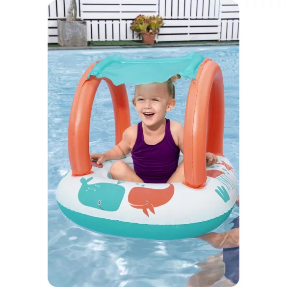 Gumimatrac, BESTWAY Comfort Plush, fehér, napellenzővel, 84 x 67 cm (34203)