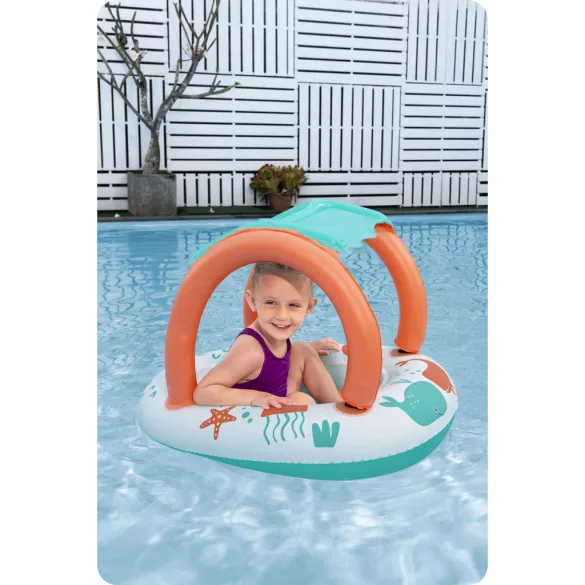 Gumimatrac, BESTWAY Comfort Plush, fehér, napellenzővel, 84 x 67 cm (34203)