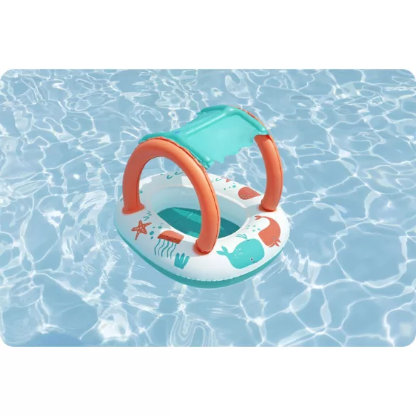 Gumimatrac, BESTWAY Comfort Plush, fehér, napellenzővel, 84 x 67 cm (34203)
