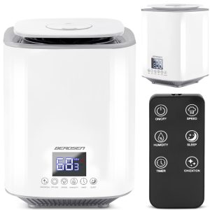 Párásító, Berdsen BD-502, fehér, 2600 ml tartály, ultrahangos, ionizátorral, aromaterápiás, hidegpárás, higrosztát, automatikus kikapcsolás, időzítő 1-9 h, 250 ml/h