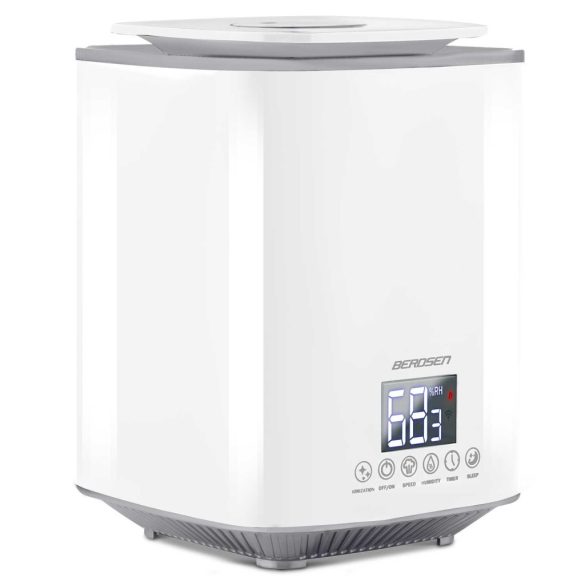 Párásító, Berdsen BD-502, fehér, 2600 ml tartály, ultrahangos, ionizátorral, aromaterápiás, hidegpárás, higrosztát, automatikus kikapcsolás, időzítő 1-9 h, 250 ml/h