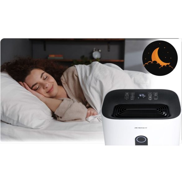 Páramentesítő, Berdsen BD-523, fehér, 6500 ml tartály, 20 l/24 h, kompresszoros, LCD kijelző és érintőpanel, higrosztátos, folyamatos vízelvezetés, 48 dB, 320 W