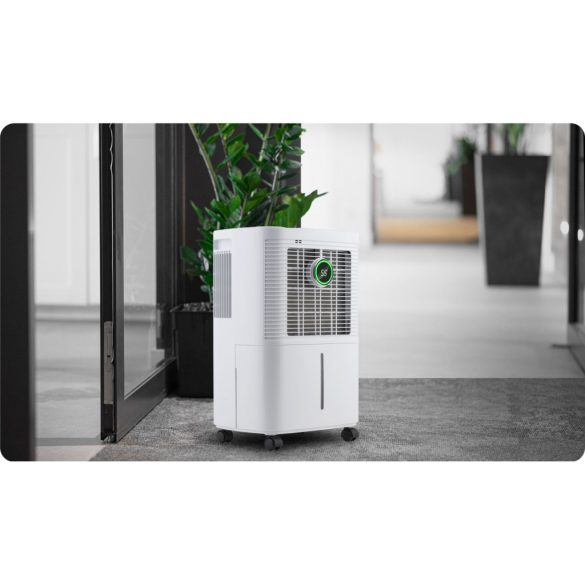 Páramentesítő, Berdsen BD-525, fehér, 1600 ml tartály, 12 l/24 h, fehér, kompresszoros, higrosztátos, kijelző és érintőpanel, folyamatos vízelvezetés, 24 h időzítő, 40,5 dB, gyerekzár, 240 W