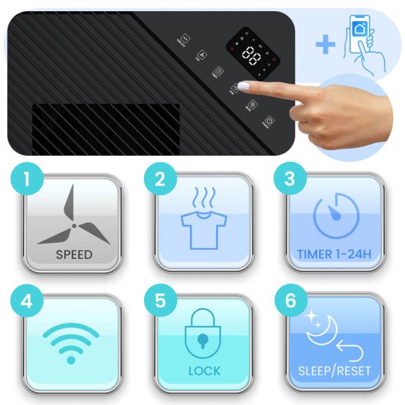 Páramentesítő, Berdsen BD-532, fehér, 4600 ml tartály, 20 l/24h, kompresszoros, 330 W, 41 dB, Wi-Fi, Tuya alkalmazás, időzítő, éjszakai mód, gyerekzár