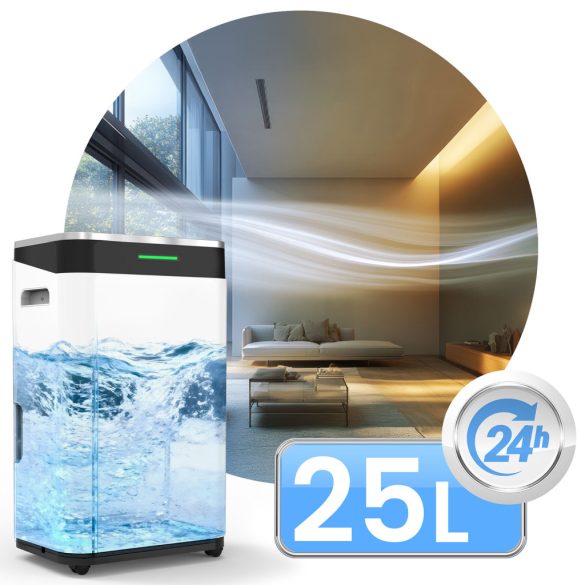 Páramentesítő, Berdsen BD-533, fehér, 6500 ml tartály, 25 l/24h, kompresszoros, 380 W, 45 dB, Wi-Fi, Tuya alkalmazás, időzítő, éjszakai mód, gyerekzár