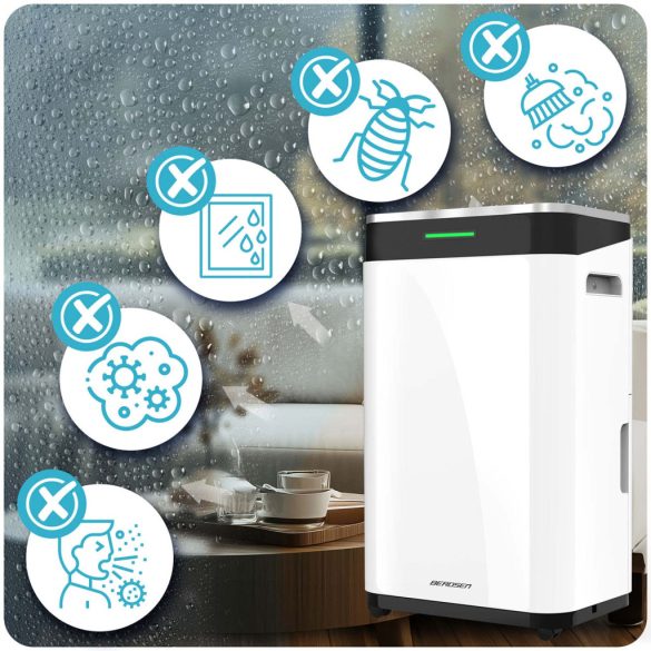 Páramentesítő, Berdsen BD-533, fehér, 6500 ml tartály, 25 l/24h, kompresszoros, 380 W, 45 dB, Wi-Fi, Tuya alkalmazás, időzítő, éjszakai mód, gyerekzár