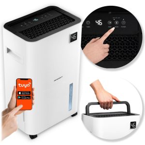 Páramentesítő, Berdsen BD-534, fehér, 2000 ml tartály, 20 l/24 h, kompresszoros, Wi‑Fi, Tuya alkalmazás, érintőpanel, higrosztát, időzítő, gyerekzár, 365 W