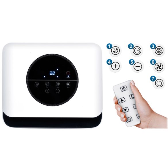 Mobil légkondicionáló, Berdsen, BD-580, fehér, 2900 W, 270 m3/óra, 33 × 28 × 70 cm, Wi-Fi okosvezérlés (Tuya Smart), hűt, párátlanít, ventilál, R290 hűtőközeg