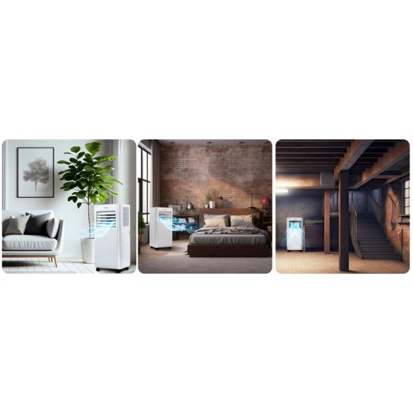 Mobil légkondicionáló, Berdsen, BD-580, fehér, 2900 W, 270 m3/óra, 33 × 28 × 70 cm, Wi-Fi okosvezérlés (Tuya Smart), hűt, párátlanít, ventilál, R290 hűtőközeg