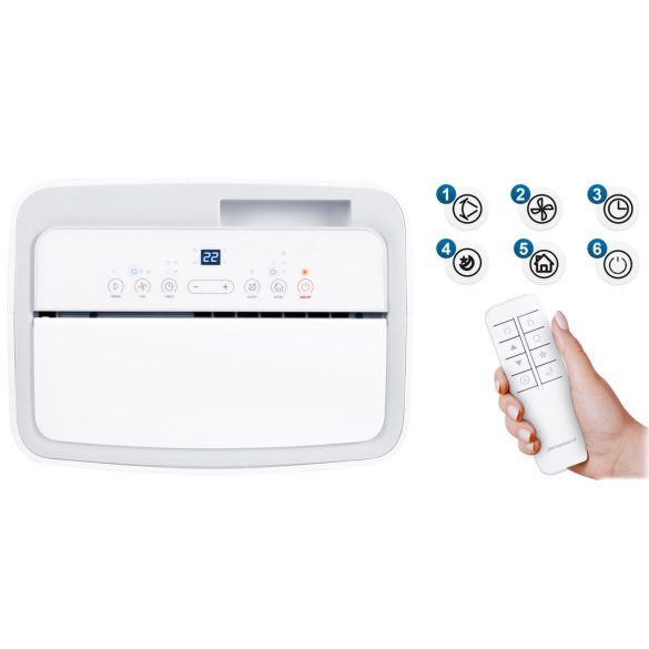 Mobil légkondicionáló, Berdsen, BD-581, fehér, 4000 W, 400 m3/óra, 41 × 31 × 70 cm, Wi-Fi okosvezérlés (Tuya Smart), hűt, párátlanít, ventilál, R290 hűtőközeg