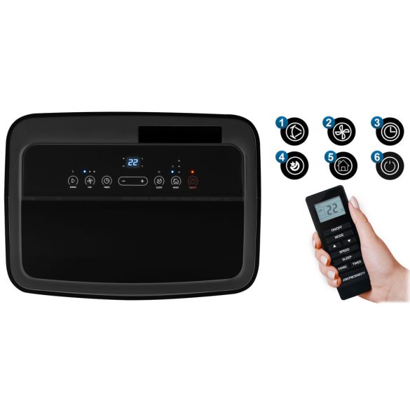 Mobil légkondicionáló, Berdsen, BD-581, fekete, 4000 W, 400 m3/óra, 41 × 31 × 70 cm, Wi-Fi okosvezérlés (Tuya Smart), hűt, párátlanít, ventilál, R290 hűtőközeg