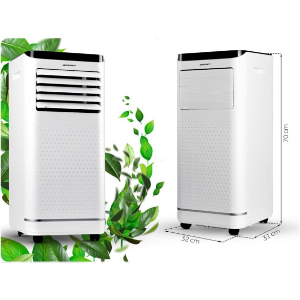 Mobil légkondicionáló, Berdsen, BD-583, fehér, 2600 W, 330 m3/óra, 31 × 32 × 70 cm, Wi-Fi okosvezérlés (Tuya Smart), hűt, párátlanít, ventilál, R290 hűtőközeg