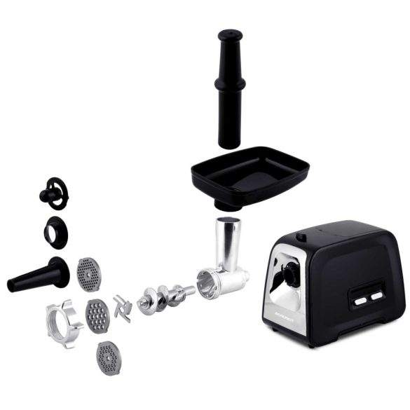 Berdsen BD-601A húsdaráló, 450/1200 W, ezüst/fekete, rozsdamentes acél kés és tárcsa, visszaforgató funkció, csúszásmentes talp