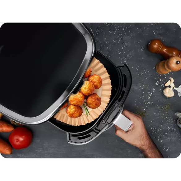 Sütőpapír Air Fryer forrólevegős sütőhöz, Berdsen, 20 cm, 50 db, natúr barna, hőálló kivitel, tapadásmentes, kör alakú