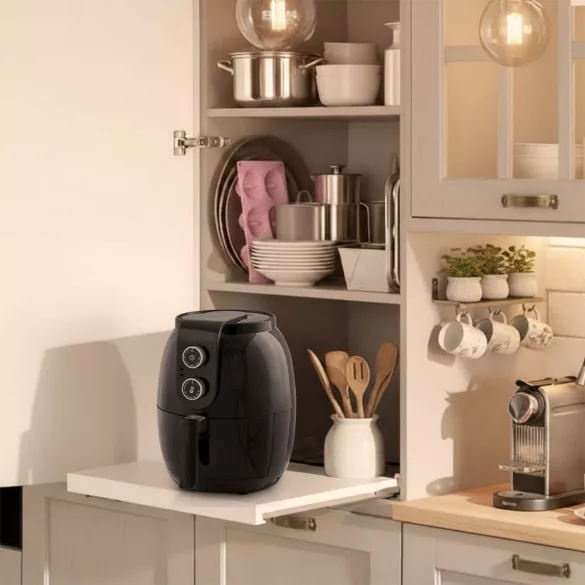 Air Fryer forrólevegős sütő, Berdsen BD-650, 3,6 l, fekete, olaj nélküli sütés, hőmérséklet szabályozóval, energiatakarékos, 1300 W