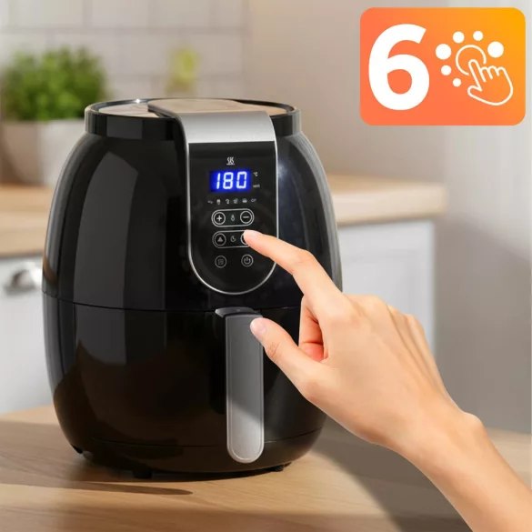 Air Fryer forrólevegős sütő, Berdsen BD-651, 3,6 l, ezüst/fekete, olaj nélküli sütés, hőszigetelést biztosító ház, energiatakarékos, 1300 W