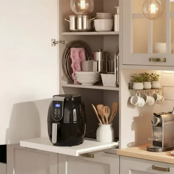Air Fryer forrólevegős sütő, Berdsen BD-651, 3,6 l, ezüst/fekete, olaj nélküli sütés, hőszigetelést biztosító ház, energiatakarékos, 1300 W