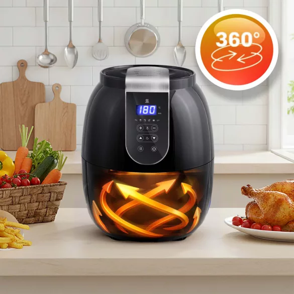 Air Fryer forrólevegős sütő, Berdsen BD-651, 3,6 l, ezüst/fekete, olaj nélküli sütés, hőszigetelést biztosító ház, energiatakarékos, 1300 W