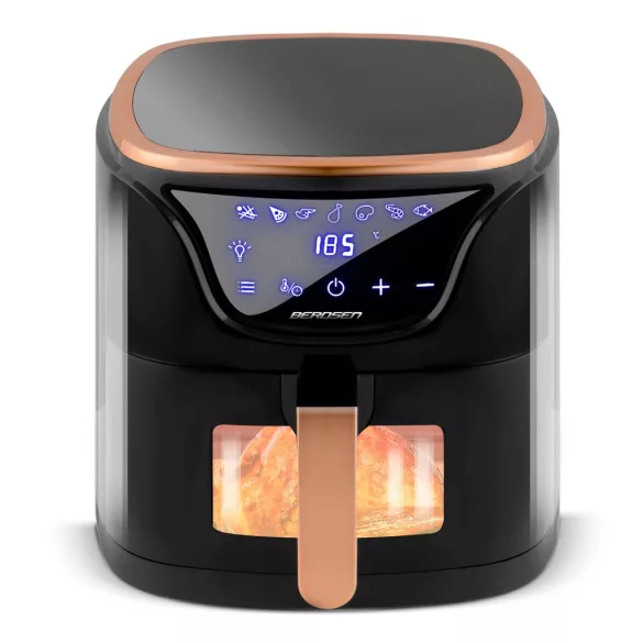 Air Fryer forrólevegős sütő, Berdsen BD-652, 5 l, arany/fekete, olaj nélküli sütés, hőszigetelést biztosító ház, nem igényel sütőpapírt, 1500 W
