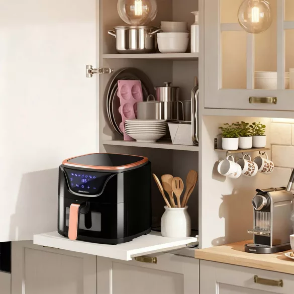 Air Fryer forrólevegős sütő, Berdsen BD-652, 5 l, arany/fekete, olaj nélküli sütés, hőszigetelést biztosító ház, nem igényel sütőpapírt, 1500 W
