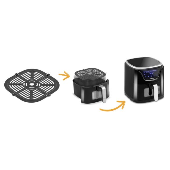Rácsos tálca Berdsen BD-652 típusú Air Fryer forrólevegős sütőhöz, rozsdamentes, hőálló kivitel, könnyen tisztítható, tartós kialakítás